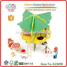 OEM&ODM Available Creative Design Green Tree Wooden Doll House Wholesale